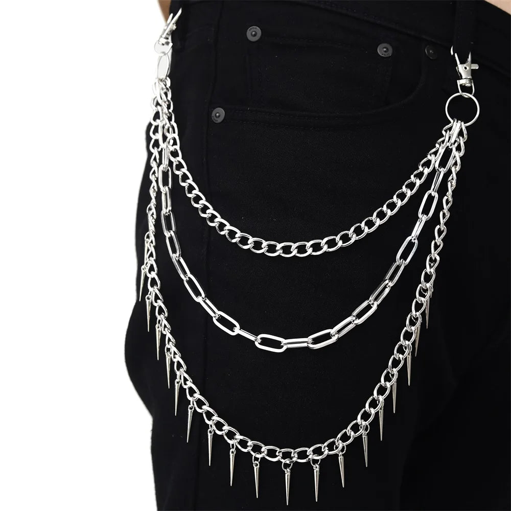 Punk Pants Chains Belt Chain for Man Women Jean Trousers Chains Goth Jewelry Gothic Emo Scene Accessories - silver color A