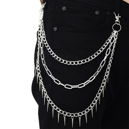 Punk Pants Chains Belt Chain for Man Women Jean Trousers Chains Goth Jewelry Gothic Emo Scene Accessories - silver color A