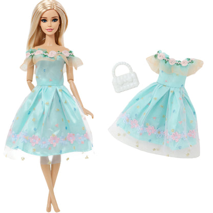 New Fashion Doll Dress Daily Outfit Girl Party Skirt Cute Mini Gown With Bag Clothes for 1/6 Doll DIY Accessories Baby Toys -
