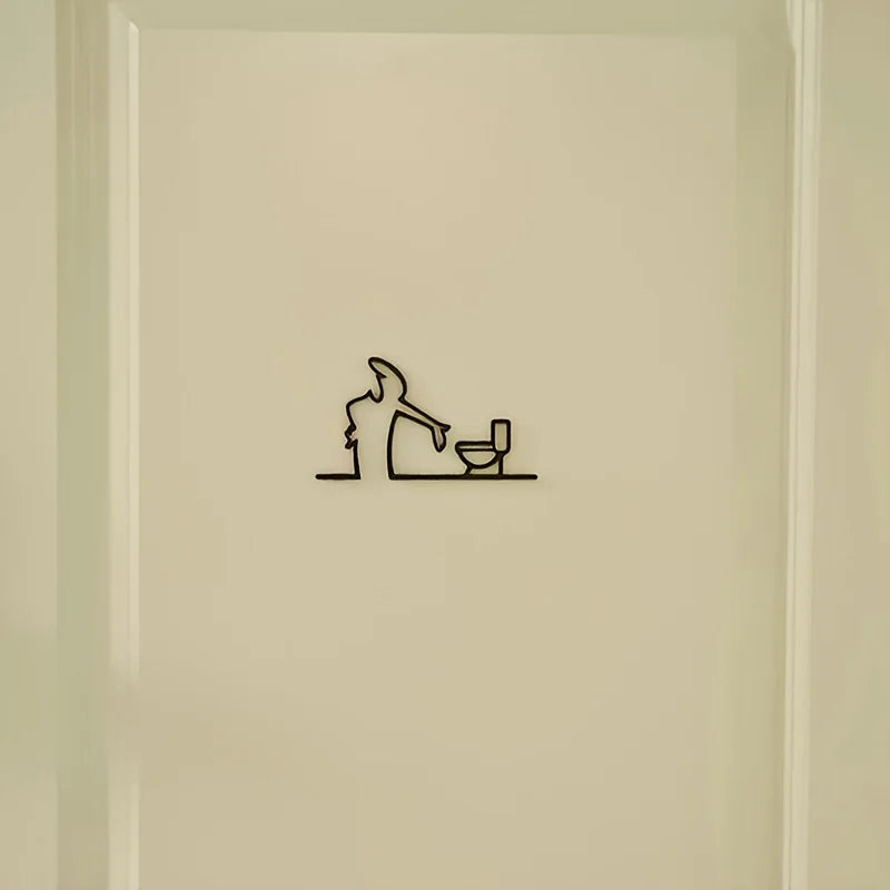 2D Flat, High-Quality 2D Flat Metal Self-with holes, Black Frame Modern Home Decor for Bathroom - Easy to Install Wall Art
