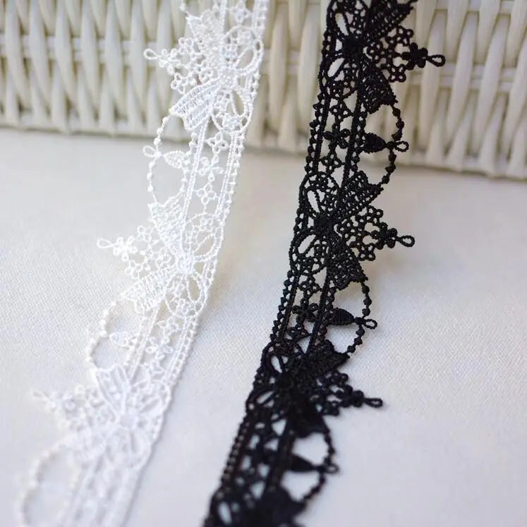3 Meters Pretty Bow White Black Water Soluble High Quality Lace Trim Lace 3.5CM Wdith Fabric