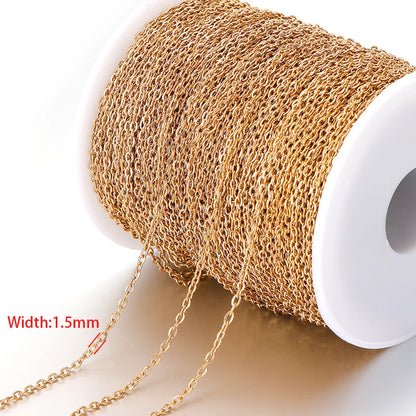 2 Meters No Fade Stainless Steel 1/1.5/2mm Width Cross Chains Link Chains for Necklaces Bracelets Findings DIY Jewelry Materi