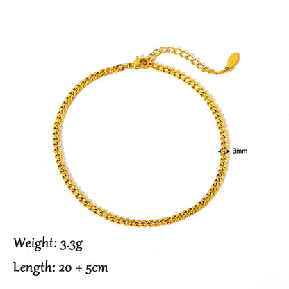 2024 Summer New Gold Color Anklets For Women Stainless Steel Firga Chain Feet Jewelry Layered Link Chain Accessory - Anklet 5