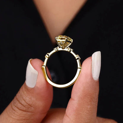 CAOSHI Fashion Lady Yellow Zirconia Ring Trendy Female Engagement Ceremony Jewelry Stylish Bridal Wedding Band Accessories Gi