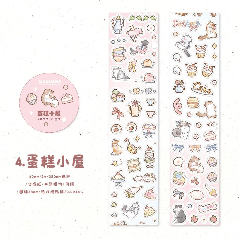 Kitten Synthetic Paper Flash Film Die Cutting Tape Cartoon Cute Children Gooka Decorative Sticker - 5