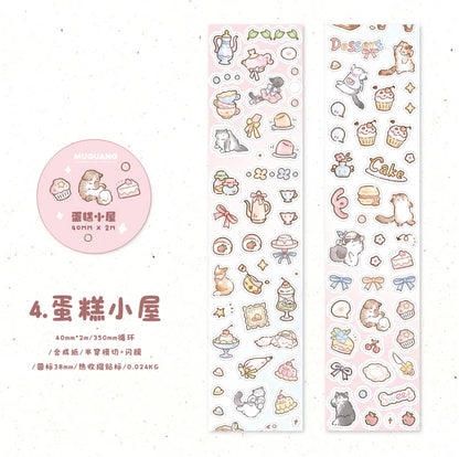 Kitten Synthetic Paper Flash Film Die Cutting Tape Cartoon Cute Children Gooka Decorative Sticker