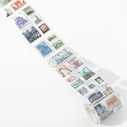 55mmx2m Vintage Stamp Tape Style Stickers 1 roll Decorative collage Diary Album Scrapbooking material Craft Supplies - 4