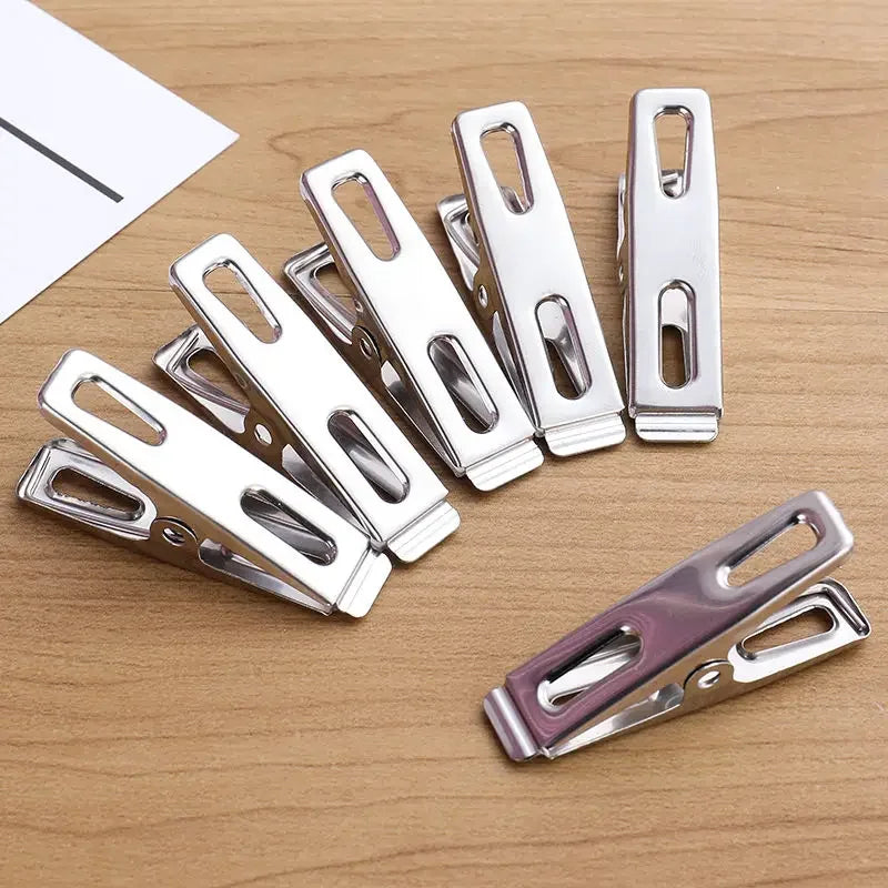20pcs Stainless Steel Flat Mouth Clothespins, Binder Clips, Drying Hanger, Metal Clip Set, Metal Clothes Clips For Clothes So