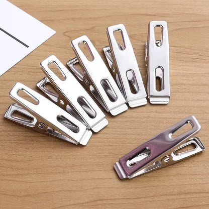 20pcs Stainless Steel Flat Mouth Clothespins, Binder Clips, Drying Hanger, Metal Clip Set, Metal Clothes Clips For Clothes So