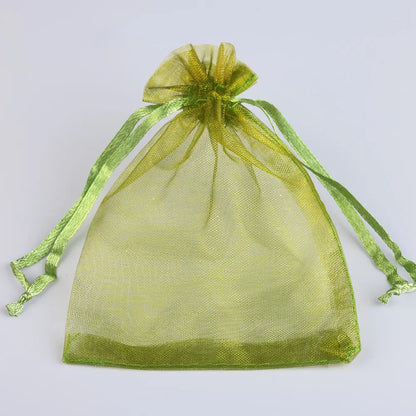 50/100pcs Colorful Organza Gift Bag 5x7 7x9 9x12 10x15 13x18cm Party Wedding Favors Candy Jewelry Packaging Drawstring pouche