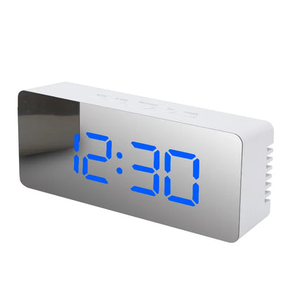 Digital Alarm Clock LED Electronic Desktop Clock with Temperature for Bedroom Home Office Teens Kids - Blue
