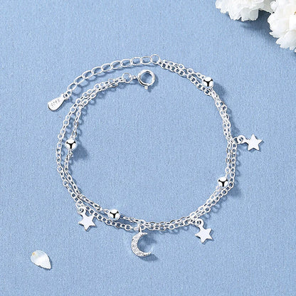 925 Sterling Silver Hollow Heart Bracelets For Women Girls Vintage Korean Design Double Layer Beads Bracelet Party Jewelry Gi