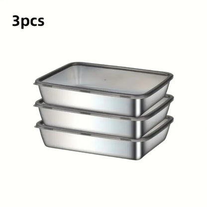 Pro Stainless Baking Trays! 3pcs with Lids - Non-Stick & Easy-Clean. Perfect for Roasting Veggies/Meats. Home & Restaurant Gr