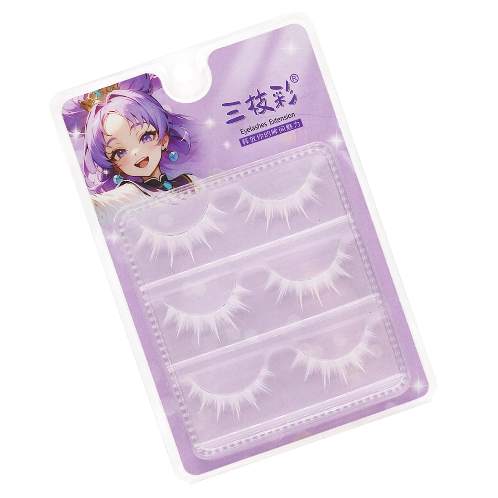 White Feather Lashes Strips Manga Cosplay False Eyelashes Full Srip Cluster Lashes Extensions Halloween Christmas Party Makeu