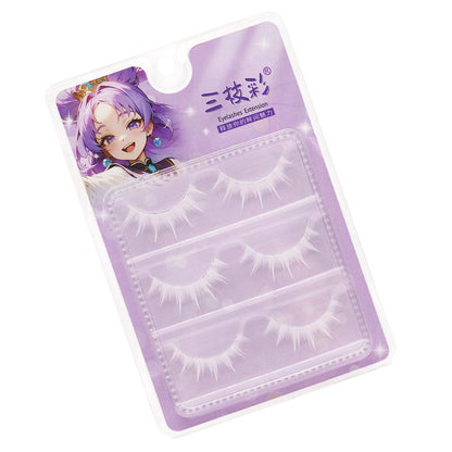 White Feather Lashes Strips Manga Cosplay False Eyelashes Full Srip Cluster Lashes Extensions Halloween Christmas Party Makeu