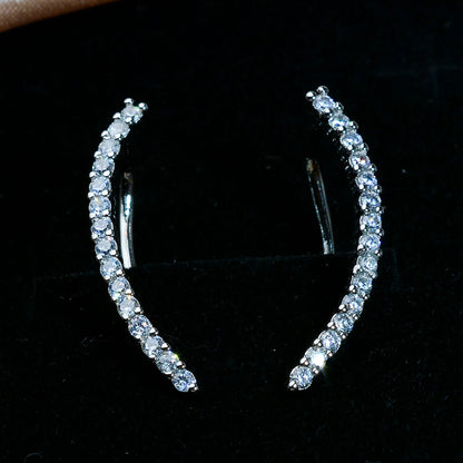 Trend Personality Geometry Studs Climb Ear Crawler Earrings Exquisite Women's Ear Accessories with Dazzling CZ Fashion Jewelr