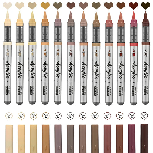 12-366 Colors Acrylic Painting Marker Waterproof Acrylic Brush Marker Professional Acrylic Marker Set DIY Coloring Art Suppli