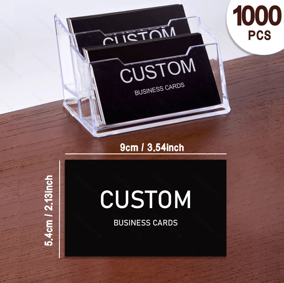 200/500/1000pcs Customizable Cards, Personalized Business Cards with Acrylic Storage Box, Matte Film Thank You Invitations - 