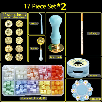 17PC/1Set Wax Seal Stamp Kit Lacquered Sealing DIY Craft Supplies Seal Random Header Christmas Wedding Invitation Decoration 