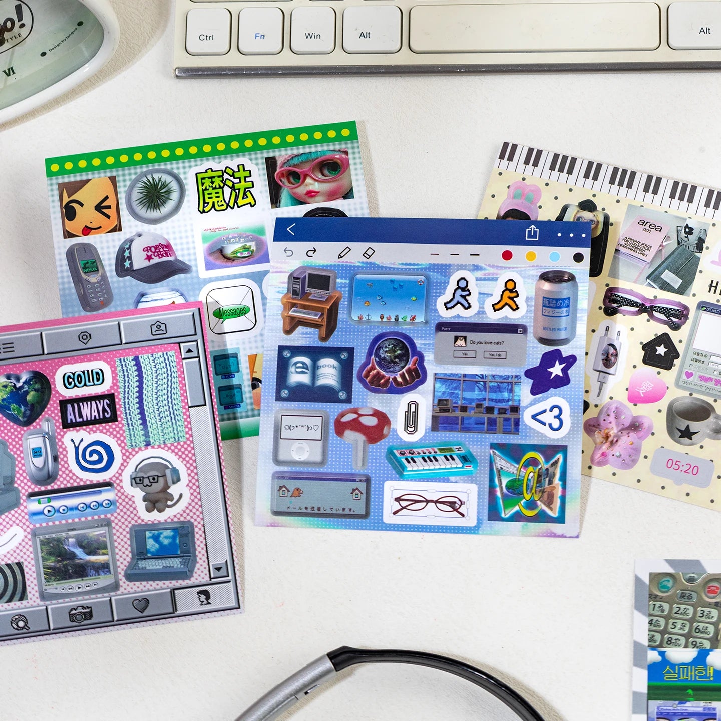 20sheet Japanese Childhood Memories Series Flash Film Die Cutting Sticker Book DIY Scrapbook Diary Album Aesthetic Stationery