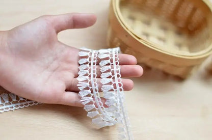 Lace Trim, Handmade Black White Lace Trim, 1 Yard Wide for Sewing, Vintage Style Trim for Scrapbooking, DIY Crafts and Embell