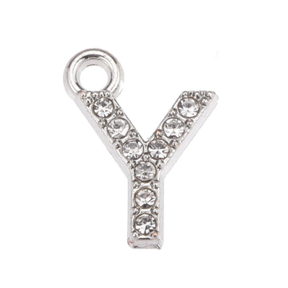 10/26pcs Silver Color Alloy Crystal Mini Alphabet 26 Letter Charms Pendants for Women Necklace Earring Jewelry Accessories