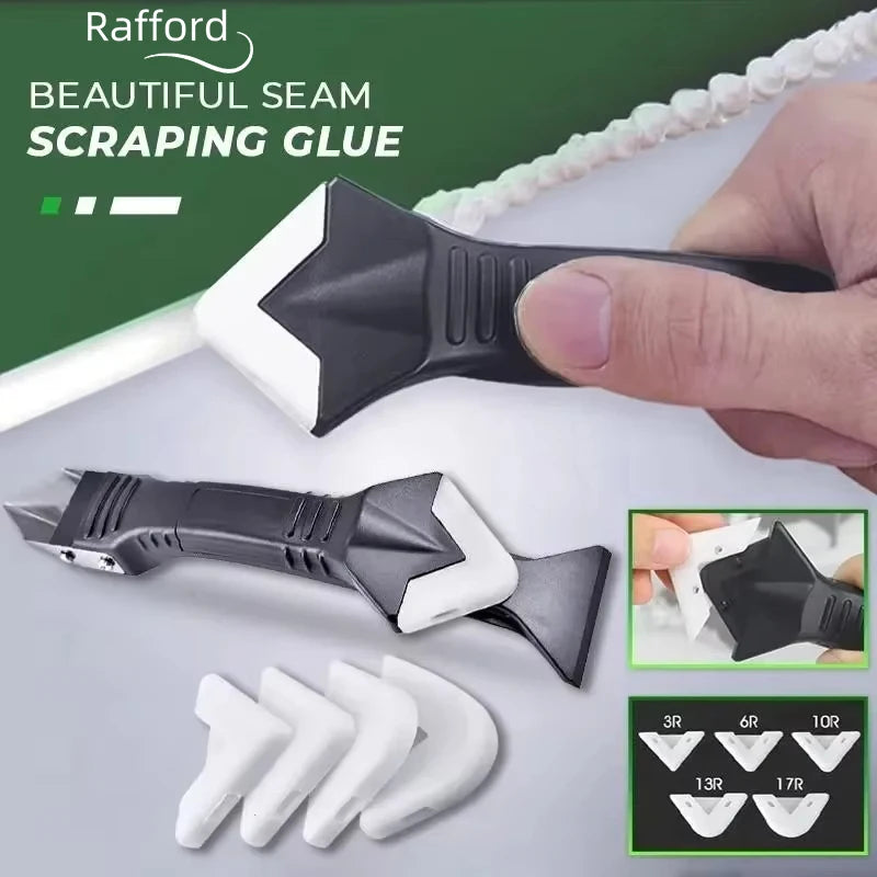 Silicone Scraper Squeegee Glue Remover Knife Caulking Angle Beauty Crack Trowel Tool Grout Scraper Kit 5in1 Multifunctional H