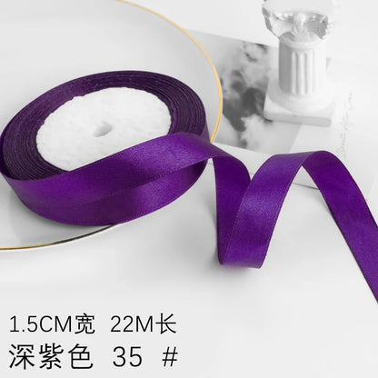 Wusmart 22Meters/Roll 1.5cm Single Face Satin Ribbon DIY Handmade Crafts Fabric Christmas Wedding Decoration Silk Ribbons - D