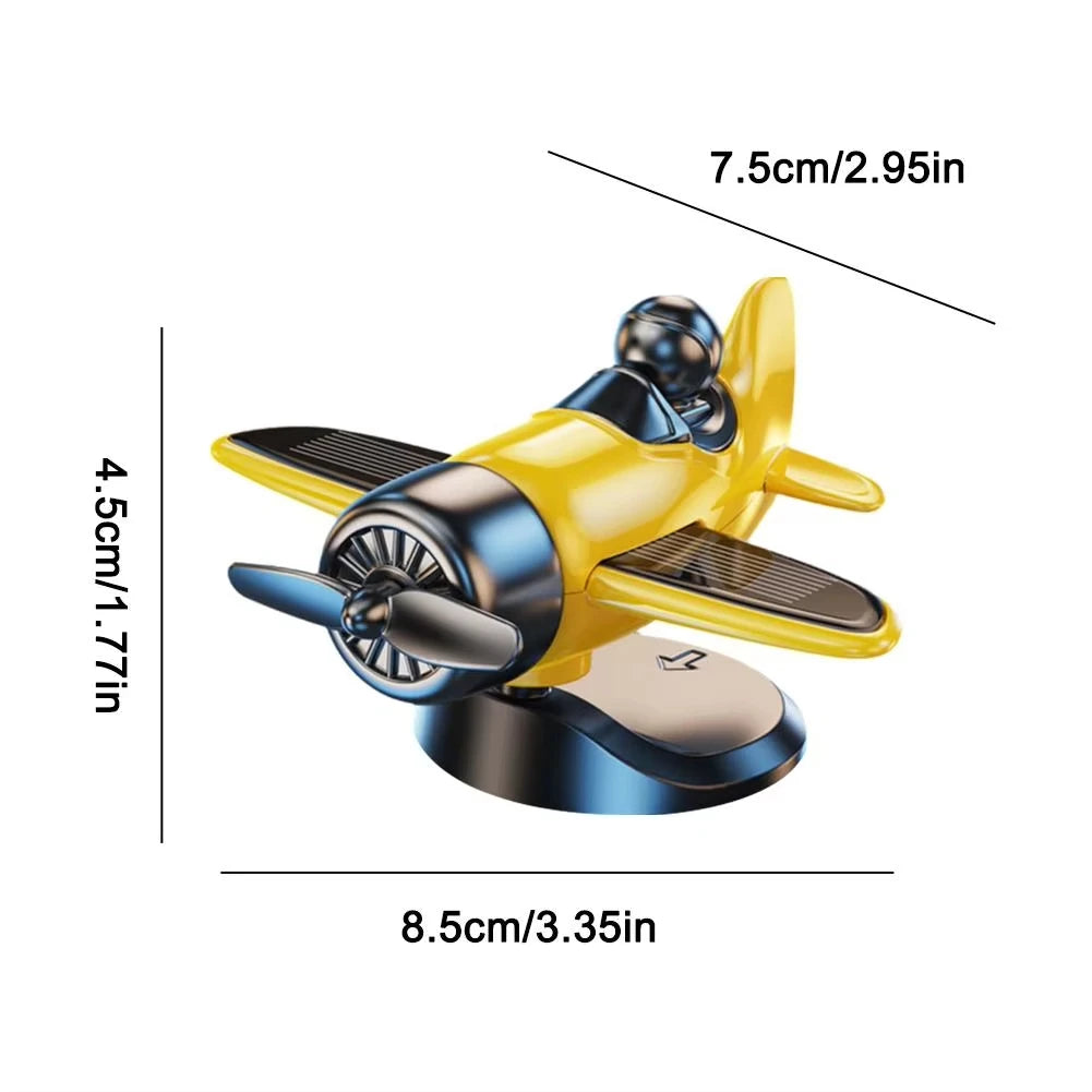 Solar Powered Rotating Airplane Car Dashboard Ornament 360° Auto Spin Decor Airplane Ornaments Car Interior Decoration