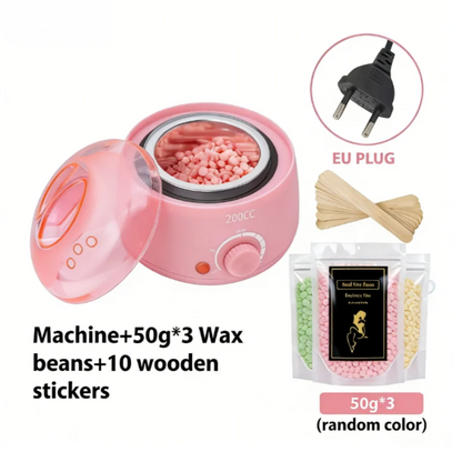 200CC Wax Heater Warmer Hair Removal Machine For Hand Foot Body SPA Epilator Paraffin Wax Pot +Wax Beans + Wood Sticks - Pink