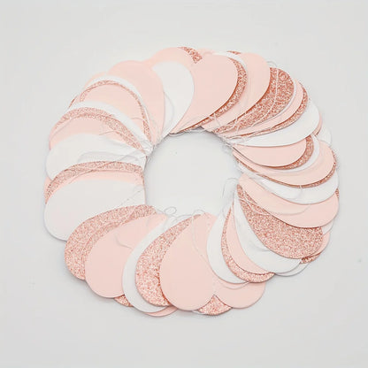 1pc Rose-Golden Pink White Party Decorations - Paper Heart Streamers Garland Galentines Valentines Day Decorations