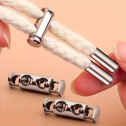 10Pcs No-Tie Shoelace Locks Spring Buckle Adjustable Metal Clips Sturdy Durable No-Install Drawstring Buckles for Hoodies Jac