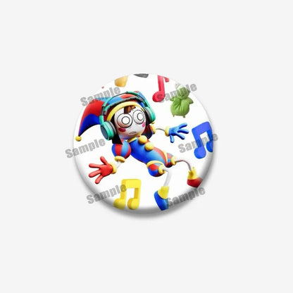 Creative Funny P-Pomni Enamel Pins Cute Cartoon Character Round Brooch DIY Backpack Jacket Collar Badge Jewelry Gifts for Fri