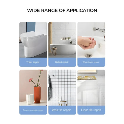 Tile Ceramic Repair Agent Kit for Floor Toilet Sink Tub Crack Chip Gap Filler. Waterproof, Mildew Resistant, Wearproof Easy U
