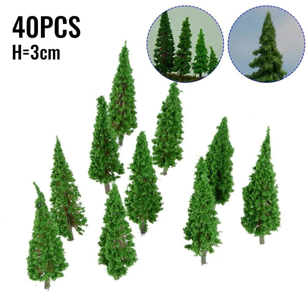 40pcs Model Trees Plastic Model Train Artificial Miniature Tree Scenery Railroad Decoration Building Landscape Accessories To