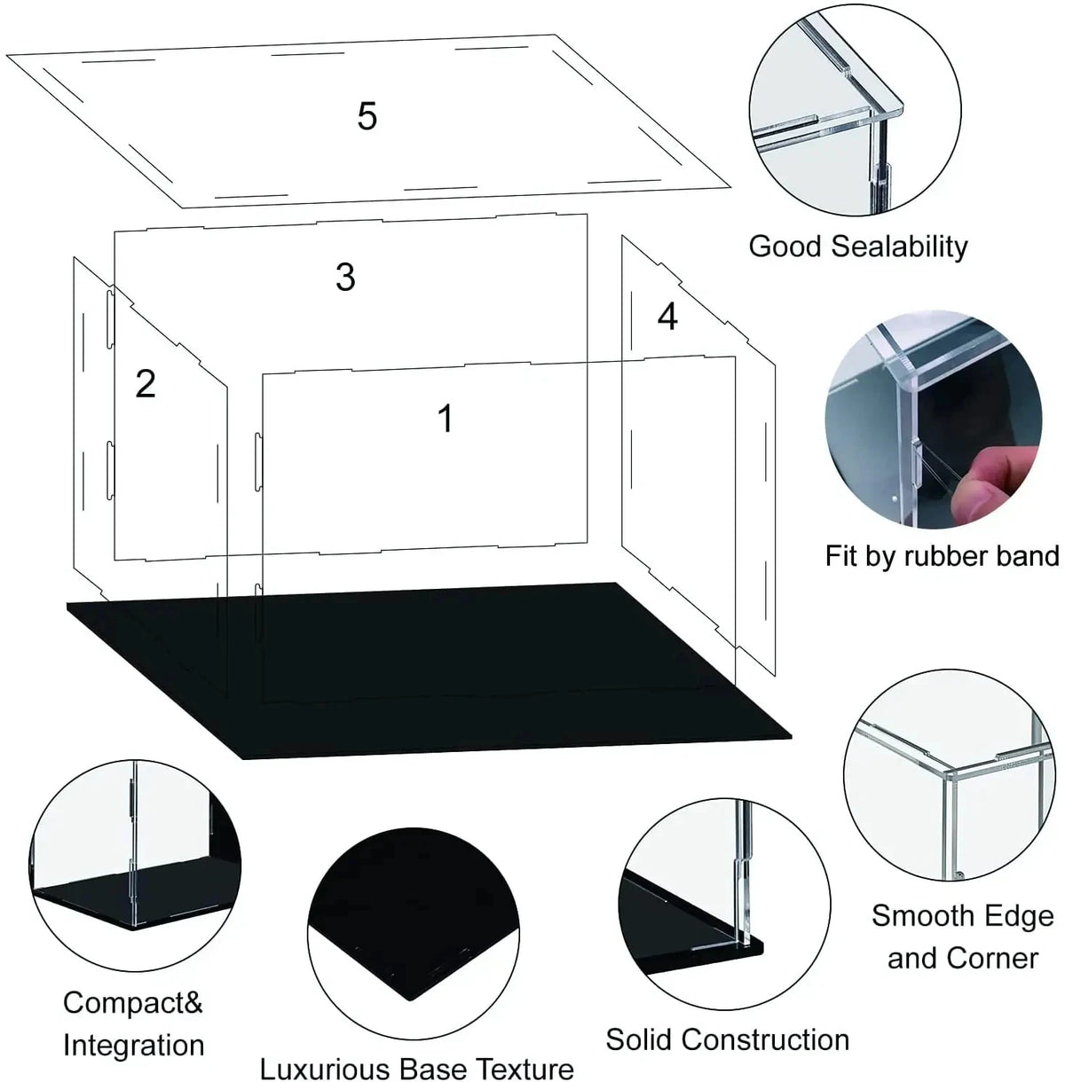 Acrylic Display Case Clear Display Box Countertop Cube for Collectibles, Action Figures, Mini Figurines Protection