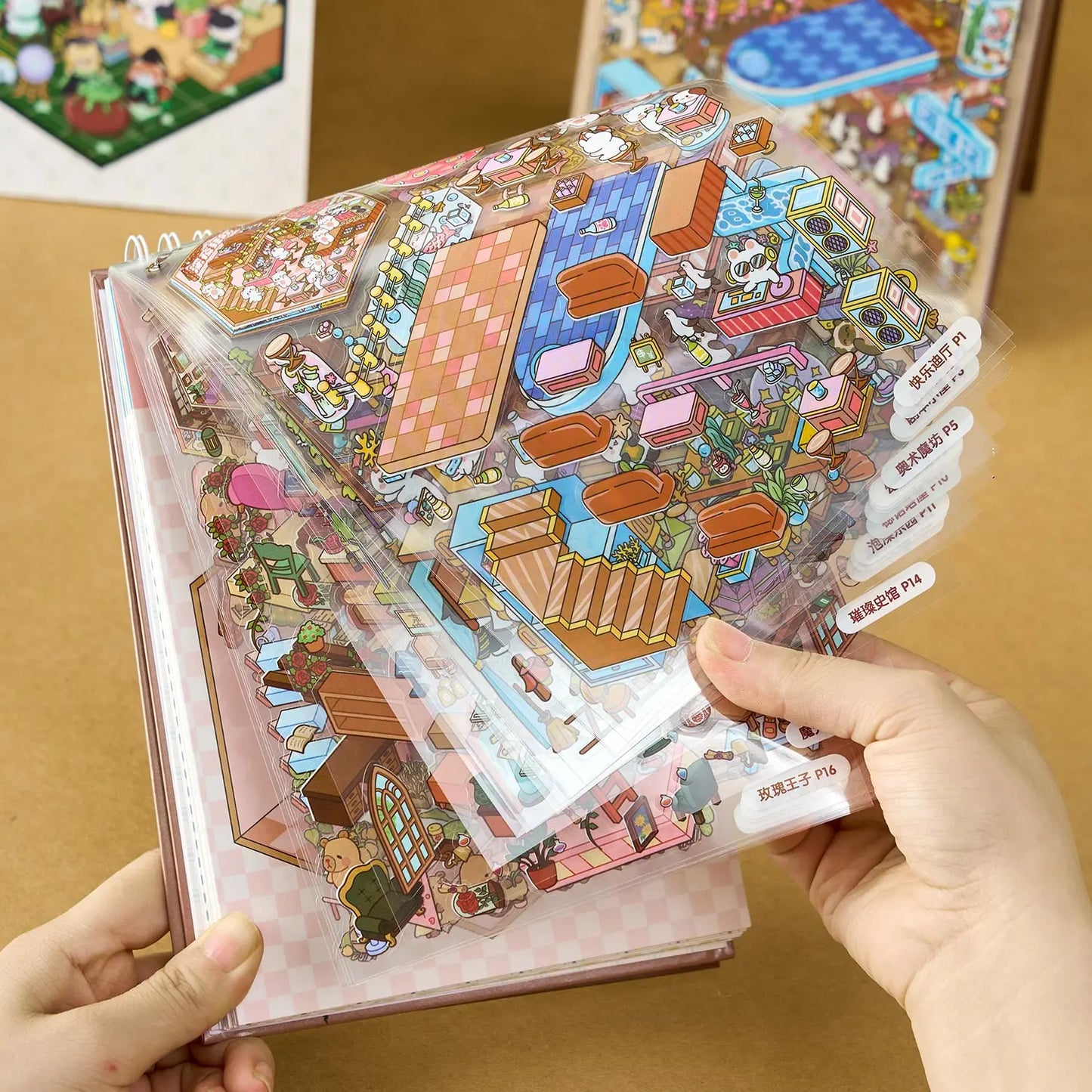 40Pcs 20in1 3D Landscape Stickers Collection Book Album Cartoon Scene DIY Toy Game Festival Birthday Gift for Kid Girl Child