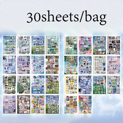 2Style 30 pieces/bag Time Reshaping Cut Film Coil Sticker Book Handbook Material Sticker DIY Photo Frame Scrapbook Notebook C