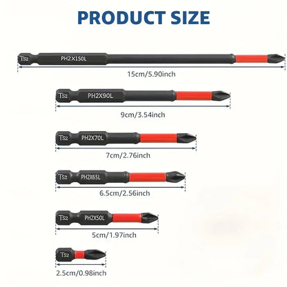 Magnetic Non-Slip Drill Bit Set 3/6/12 Pieces, S2 Steel, Crosshead and Impact Drill Bits, Suitable for Electric and Hand Driv