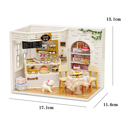 Kitten Mini Doll House 3D Puzzle Assembly Model Building Kit Creative Room Bedroom Decoration With Furniture Wooden Crafts Gi