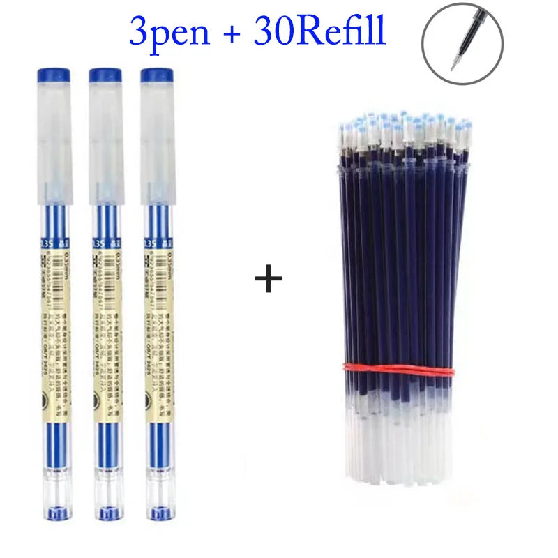 Japan Fine Point Pen 0.35mm Black Blue Red Ink Gel Pen Ballpoint Pen School Office Student Writing Stationery Supply - 3pen 3