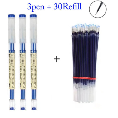 Japan Fine Point Pen 0.35mm Black Blue Red Ink Gel Pen Ballpoint Pen School Office Student Writing Stationery Supply - 3pen 3