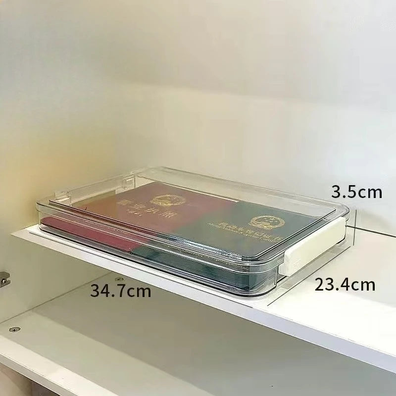 Acrylic Transparent Desktop Paper Storage Box A4 File Document Exam Paper Organizer Household Dust Proof Card Holder Case - S