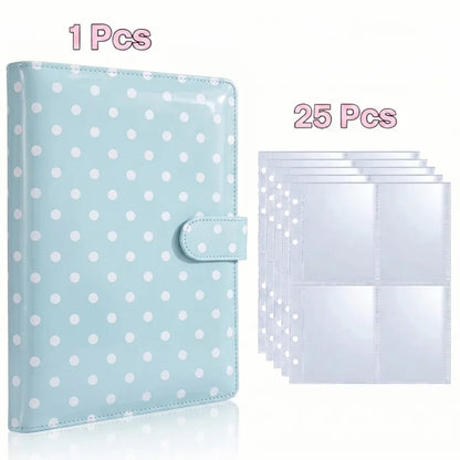 25pcs Page(4 Grids) Photo Card A5-Binder Kpop Photo Albums Idol Cards Loose-leaf Collect Book Binder Photocard Holder - Blue-