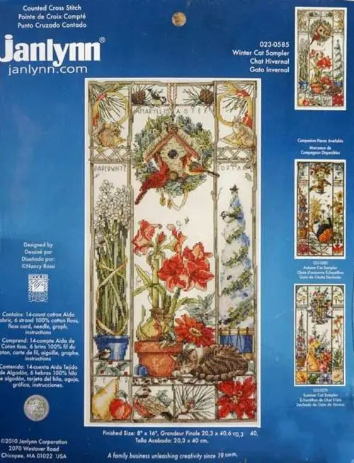 Gold Collection Lovely Counted Cross Stitch Kit Spring Summer Autumn Winter Cat Sampler Janlynn 023-0585 0580 0579, Season Ca