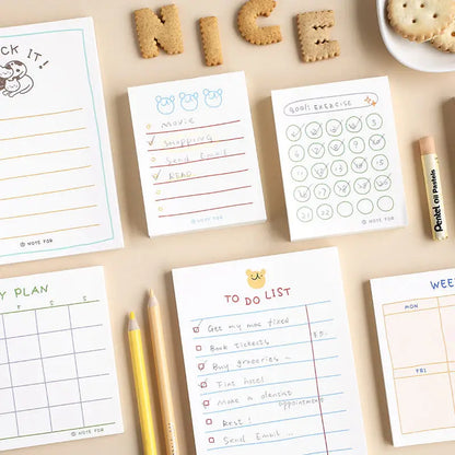 JIANWU 100sheets/50sheets Cute Plan Series Memo Pad Kawaii To Do List Weekly Plan Daily Plan Stationery School Office Supplie