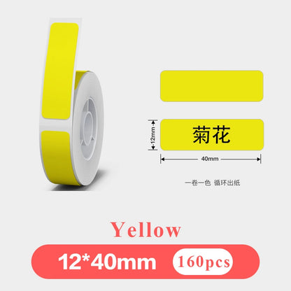 1Roll P12 P15 Thermal Label Sticker 12mm*40mm Tape Compatible Phomemo D30 Q30 Marklife P11 P50 L12 DELI Q2 Labeller - yellow 