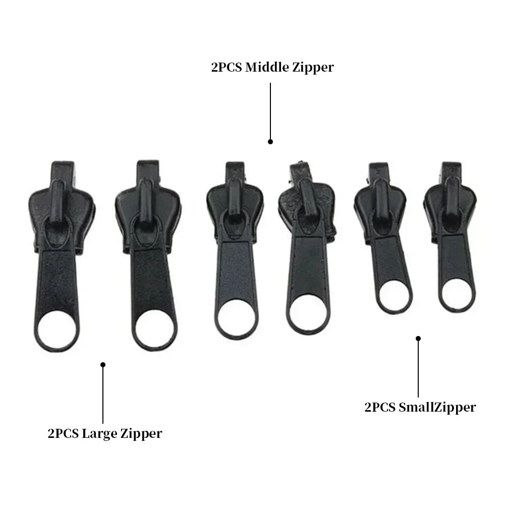 6/12pcs Instant Zipper Universal Instant Fix Repair Kit Replacement Zip Slider Teeth Multifunctional Clothing Replacement Zip
