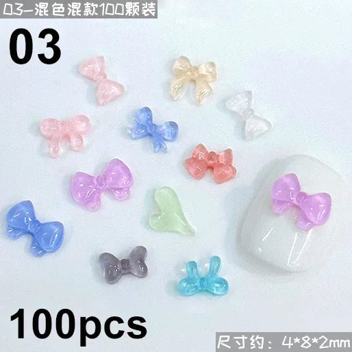 French Ribbons Colorful Resin Cute Bowknot Charm Leopard Print Bow Tie Nail Art Decorations Manicure Tools Accessories Wholes