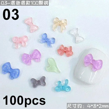 French Ribbons Colorful Resin Cute Bowknot Charm Leopard Print Bow Tie Nail Art Decorations Manicure Tools Accessories Wholes